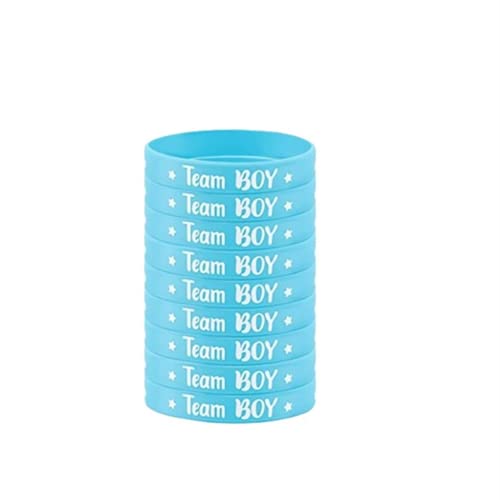 10 Silikon-Armbänder für „Gender Reveal“-Babyparty,-Jungen-Armbänder -Mädchen-Armbänder, Erwachsenengröße (10 Armbänder),Blau von Generic