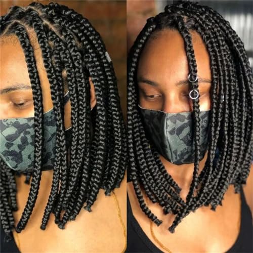10 Zoll Synthetische Spitze-Perücken Für Schwarze Frauen, Kurze Geflochtene Perücken, Knotenlose Box-Zöpfe, Lace-Front-Perücken, Cornrow-Perücken von Generic