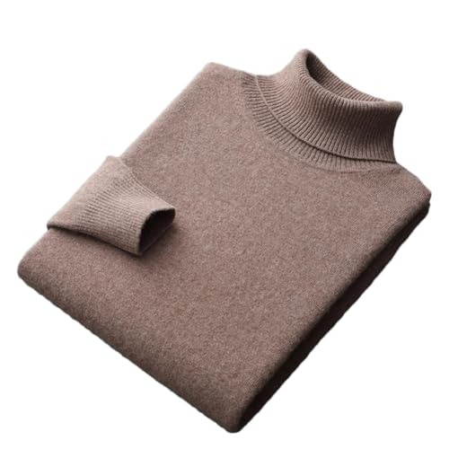 100% Merino Wolle Rollkragenpullover Männer Kaschmir Pullover Verdickt Einfarbig Basis, Deep Khaki9, Large von Generic