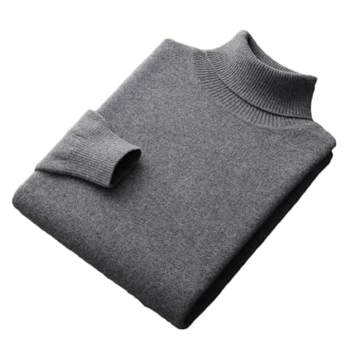 100% Merino Wolle Rollkragenpullover Männer Kaschmir Verdickt Einfarbig Basis Pullover, Dunkelgrau9, Large von Generic