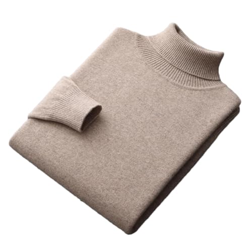 100% Merino Wolle Rollkragenpullover Männer Kaschmir Pullover Pullover Verdickt Einfarbig Basis Pullover, Khaki9, Large von Generic