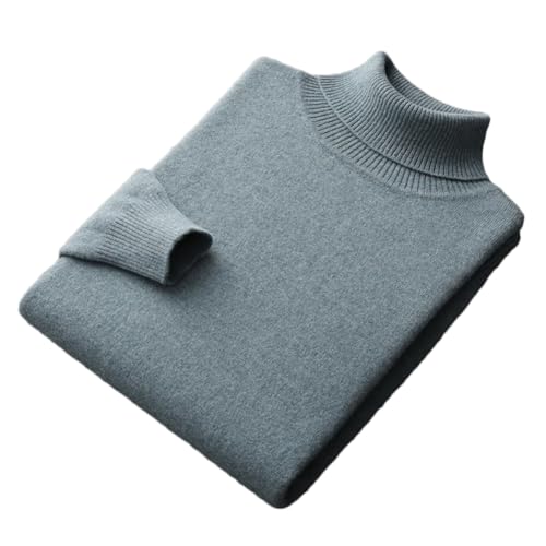 100% Merino Wolle Rollkragenpullover Männer Kaschmir Pullover Pullover Verdickt Einfarbig Basis Pullover, türkis, Large von Generic