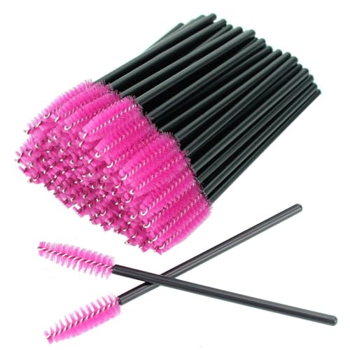 100 PCS Einweg-Wimpernbürsten Mascara Zauberstäbe Wimpern-Augenbrauen-Applikator Kosmetische Make-up-Pinsel-Tool-Kits (Schwarz-Rose) von Generic