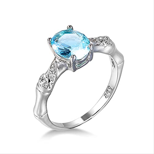 100% echte Frauen blau Topaz Ring Oval Schnitt Eternität Ring Hochzeit Fein Schmuck Schmuck von Generic