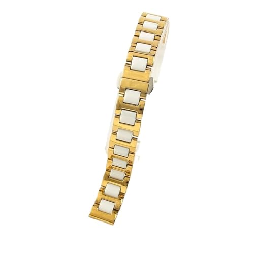 12mm 13mm 14mm 15mm 16mm Frauen Keramik Armband Edelstahl Uhr Band Strap(Gold-White_20mm) von Generic