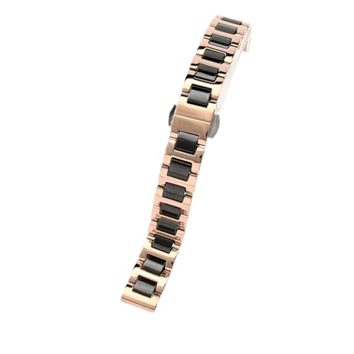 12mm 13mm 14mm 15mm 16mm Frauen Keramik Armband Edelstahl Uhr Band Strap(Rose Gold-Black_15mm) von Generic