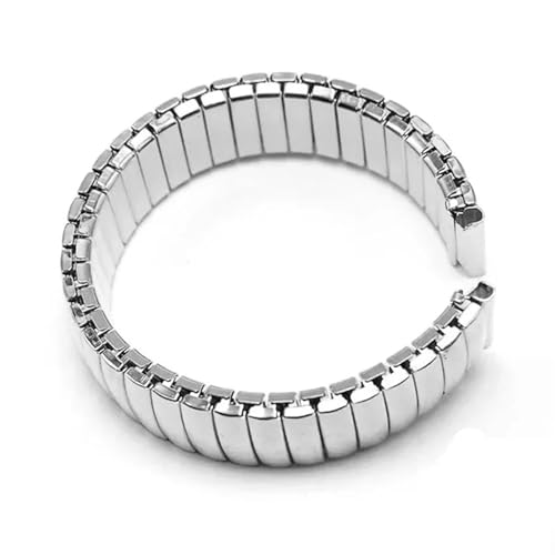 12mm 14mm 16mm 18mm 20mm 22mm Edelstahl Gummiband Poliertes Band Metallarmband Uhrenzubehör(Silver,16mm) von Generic