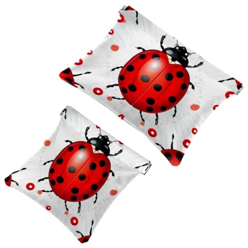 1321 Schrapnell-Tasche für Geldbörse, Motiv: Marienkäfer mit sieben Sternen, wasserdicht, tragbare Tasche für Damen, 2 Stück, Mehrfarbig 03, A：7.1x5.8in/18x14.8cm，B:4.7x4.5in/12x11.5cm von Generic