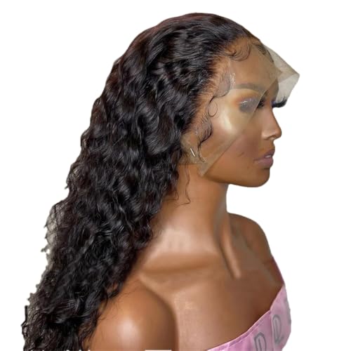 13X6 HD Front Perücke Für Damen, Tief Gewelltes Echthaar, Langes Remy-Haar, Transparente Lace-Perücke Für Weiche, Dicke Spitzen von Generic