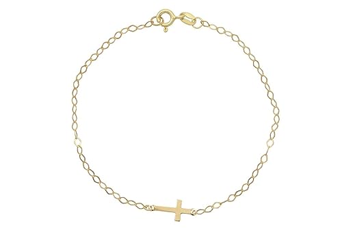 14k Solid Gold Baby Armband mit Kreuz Anhänger/Verstellbares Kleinkind Kind Armband für Kinder/Schutz Armband/Baby Shower Geschenk/Taufen von Generic