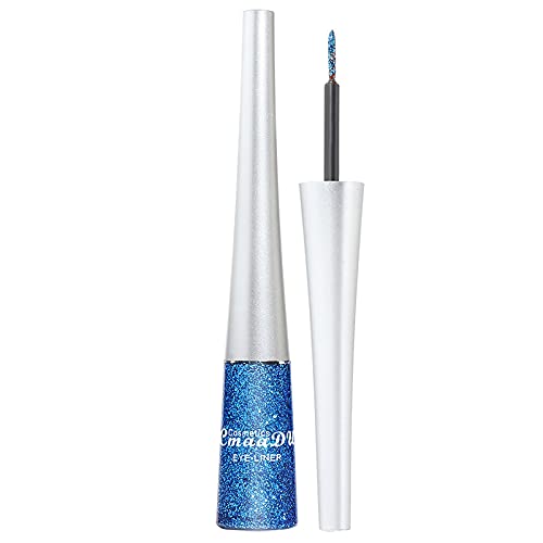 16 Farben schillernder Pailletten-Glitzerpulver-Eyeliner-Flüssigkeit, einfach aufzutragen, wasserfester, schweißfester, langanhaltender Eyeliner Organizer Mit Schubladen (E, One Size) von Generic