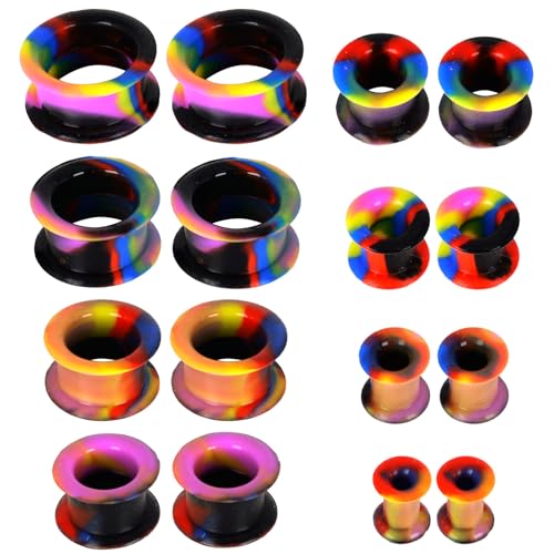 16 Stück Silikon Ohr Tunnel Plug, Hollow Silikon Tunnel Plugs Weich Silicone Double Flared Flexible Stretching Expander 6-20mm Ohr Expander Piercing für Männer Frauen (Bunt 2) von Generic