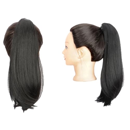 16 Zoll, Leicht Nach Oben Gebogen, Glatt, Pferdeschwanz-Haarverlängerung Mit Krallen Zum Einklipsen, Pferdeschwanz-Haarteil Für Damen von Generic