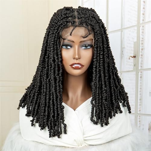 16 Zoll Geflochtene Perücken Synthetische Spitze Knotenlose Box Zöpfe Perücke Für Frauen Mit Babyhaar Spitze Frontal Flechten Perücke von Generic