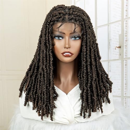 16 Zoll Geflochtene Perücken Synthetische Spitze Knotenlose Box Zöpfe Perücke Für Frauen Mit Babyhaar Spitze Frontal Flechten Perücke von Generic