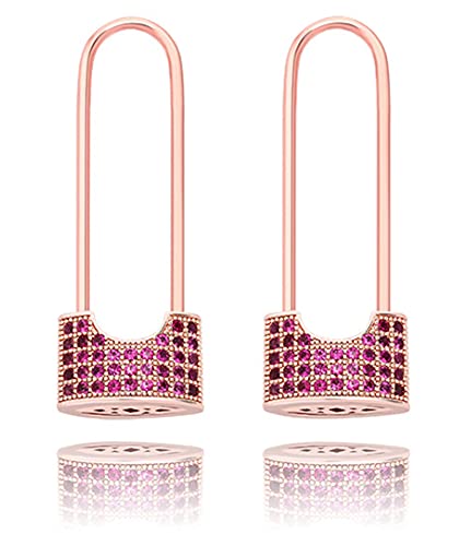 18 Karat Gold Creolen Langes Schloss Damen Ohrringe Voll Zirkon Überzogene Reales Gold Hip Hop Ohrringe Modeschmuck von Generic