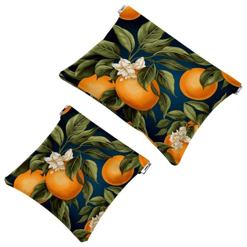 1849 Schrapnellbeutel für Geldbörse, frische Blumen und Orangen, wasserdichte Make-up-Tasche, tragbare Tasche für Damen, Geschenke, 2 Stück, Mehrfarbig 04, A：7.1x5.8in/18x14.8cm，B:4.7x4.5in/12x11.5cm von Generic
