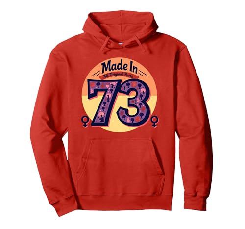 1973 Peace Birthday im Retro-Stil, komplett mit Originalteilen gefertigt, für Damen Pullover Hoodie, Unisex für Erwachsene, Rot, XXL von Generic