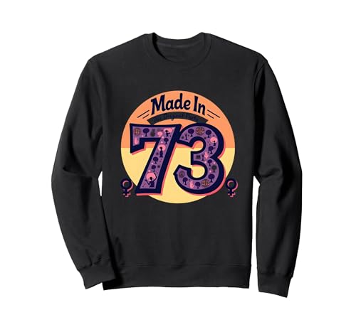 1973 Peace Birthday im Retro-Stil, komplett mit Originalteilen gefertigt, für Damen Sweatshirt, Unisex für Erwachsene, Schwarz, M von Generic