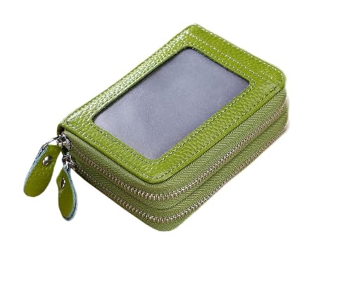 1Pcs Mini Damen Portemonnaie Münzfach Zipper Brieftasche Kartenhalter mit vielen Kartenfäche Echtleder Geldbeutel Portemonnaie mit RFID Reißverschlussetui Kreditkartenhalter Card Holder Wallet von Generic