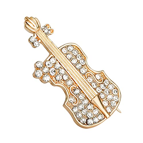 1X Brosche Frauen Corsage Goldene Gitarre Diamant Hochzeit Braut Pin Kleid Brosche Schals Schal Clip Tasche Ornament Attraktives Design von Generic