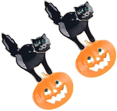 2 Halloween Brooch Pumpkin Cat Lapel Pin Bluse Brest Men for Women von Generic