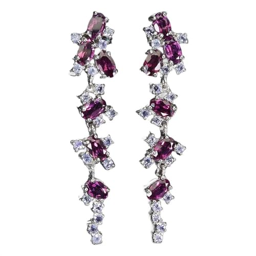 2 Ohrhänger Silber Elegant Natur Granat Tansanit 925 von Generic