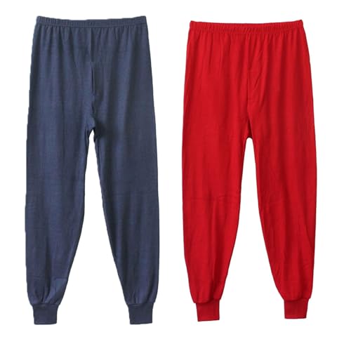 2-Pack Thermo Unterwäsche Lange Unterhosen For Ältere Männer Mittleren Alters Und Senioren Baumwolle Hose Basisschicht Lässige Weiche Schlafpyjama Loungehose In Übergröße(Dark grey Red,4XL) von Generic
