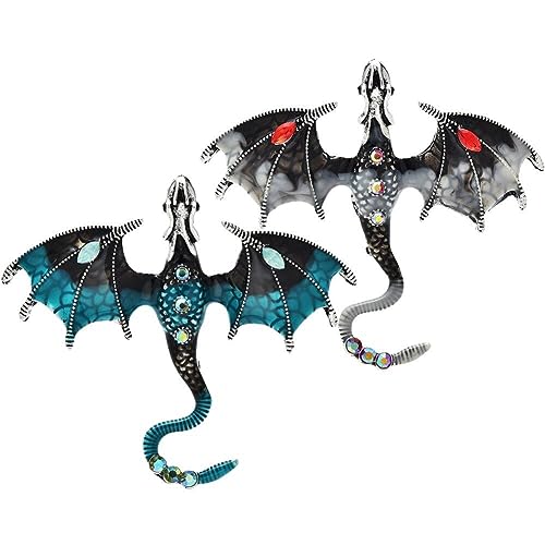 2 Pcs Emaille Brosche Pin Vintage Und Fliege Dragon Brosche Revers Pin Kleidung Hutbeutel Accessoires Für Männer Und Frauen von Generic