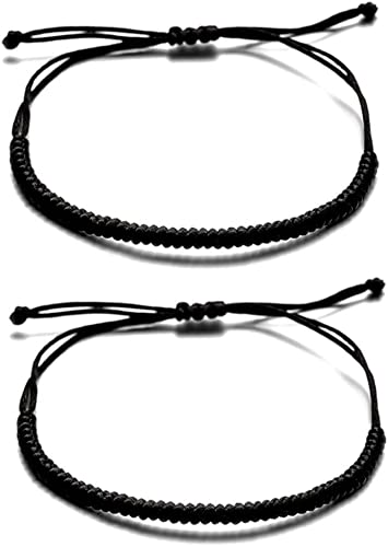 2 STÜCKE String Armbänder für Frauen Männer Jungen Mädchen, Handgemachtes Rot Schwarz Buddhistisches Tibetisch Gewebtes Seil Armband für Schutz und Glück Freundschaftsarmband Praktisches Design und l von Generic