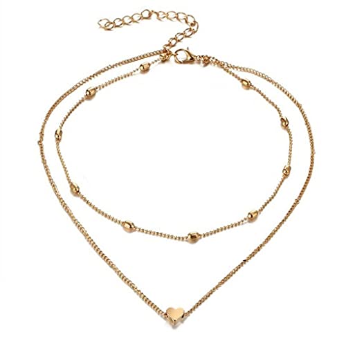 2 Schichten Damen Herz Fußkettchen Kette Boho Strand Sandale Barfuß Charme Perle Knöchel Armband Gold Ausgezeichnete Qualität Nizza verarbeitet von Generic