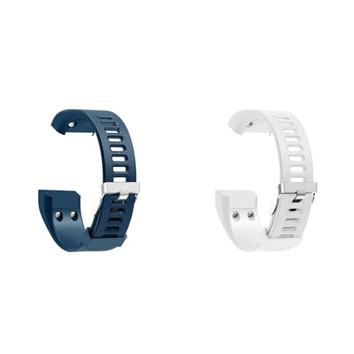 2 Stück Armbänder Kompatibel mit Garmin Vivosmart HR Plus Armband für Damen Herren,Weiches Silikon Ersatzarmband Sportarmband Uhrenarmband für Garmin Vivosmart HR+, Blau+Weiß von Generic