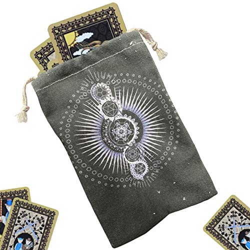 2 Stück Beutel für Tarotkarten | Schöne neuartige Tarotkarten & Würfel Aufbewahrungstasche – Beutel für Tarot Leinwand mit Kordelzug Schmuckbeutel Kordelzug Hand Geschenktüten für Tarot-Mädchen von Generic