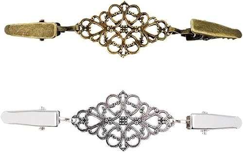 2 Stück Damen Cardigan Pullover Brosche Hemdkragen Schal Clips Winter Schal Verschlüsse Ente Clip Charm Silber und Gold Attraktives Design, Resin von Generic