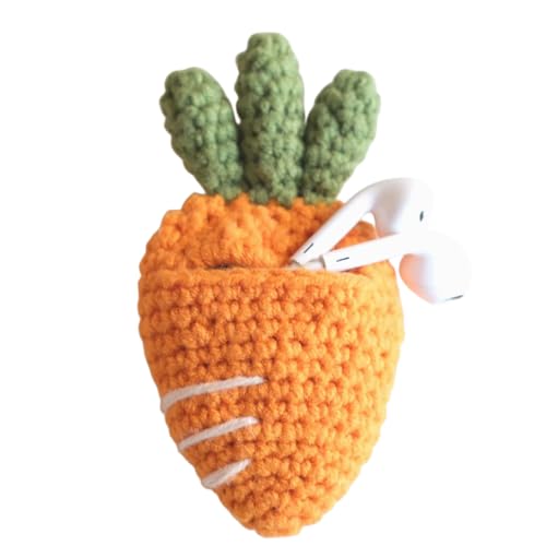 2 Stück Handgefertigte Karottenförmige gehäkelte Münzbörse gestrickt für Kleingeld Geldbörse Charme für Kinder Mädchen Kleine Aufbewahrung Kopfhörer von Generic