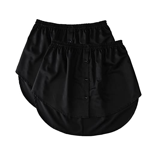 2 Stück Hemdverlängerung Damen Minirock Blusenrock Petticoat Extender Hemd Verlängerung Layering Top Mini-Unterrock Saum Röckchen Blusen Verlängerung Damen (2PCS Black, XXL) von Generic