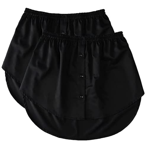 2 Stück Hemdverlängerung Damen Minirock Blusenrock Petticoat Extender Hemd Verlängerung Layering Top Mini-Unterrock Saum Röckchen Blusen Verlängerung Damen (BK,5XL) von Generic