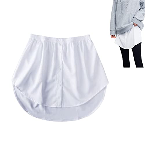 2 Stück Hemdverlängerung Damen Minirock Blusenrock Petticoat Extender Hemd Verlängerung Layering Top Mini-Unterrock Saum Röckchen Blusen Verlängerung Damen (WH,L) von Generic