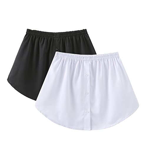 2 Stück Hemdverlängerung Damen Minirock Blusenrock Petticoat Extender Hemd Verlängerung Layering Top Mini-Unterrock Saum Röckchen Blusen Verlängerung Damen von Generic