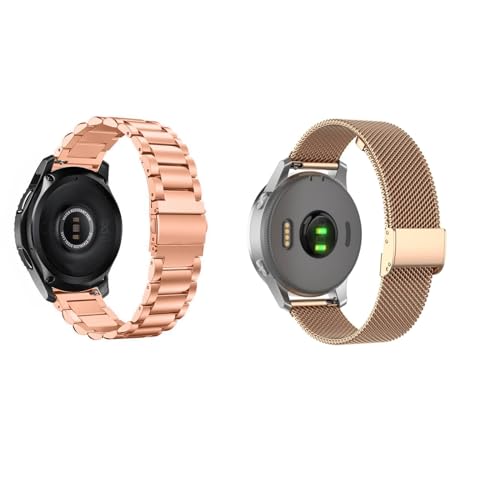 2 Stück Metall Armbänder Kompatibel mit Withings Move/Move ECG Armband für Damen Herren, Mesh Edelstahl Ersatzarmband & Solide Metall Uhrenarmband für Withings Move/Move ECG, Roségold von Generic