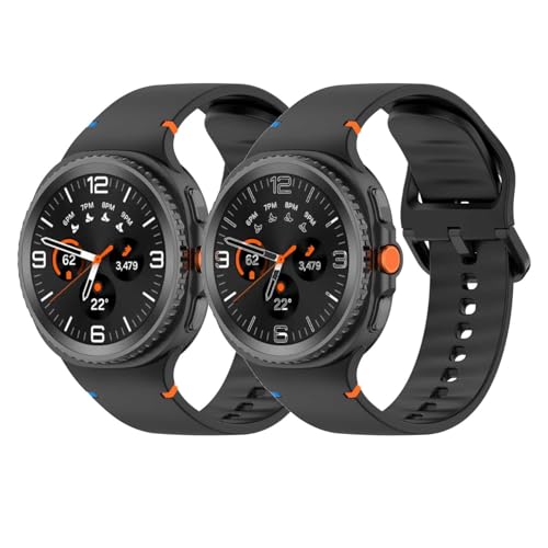 2 Stück Silikon Armband Kompatibel mit Samsung Galaxy Watch Ultra 2025, Wasserdicht Weich Atmungsaktiv Einstellbar Ersatz Sportarmband Zubehör für Damen Herren von Generic