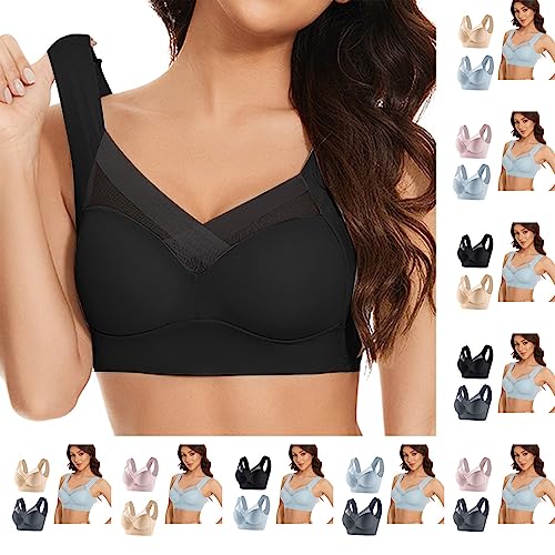 2 Stücke Damen Nahtlos Spitzen BH ohne Bügel Weicher Damen Push-Up BH Gepolstert - Atmungsaktiver und Leichter, Klassische Bustier Damen BH Modern Feeling von Generic