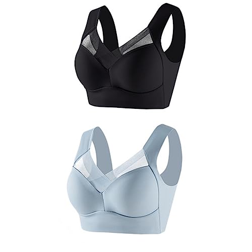 2 Stücke Damen Nahtlos Spitzen BH ohne Bügel Weicher Damen Push-Up BH Gepolstert - Atmungsaktiver und Leichter, Klassische Bustier Damen BH Modern Feeling von Generic