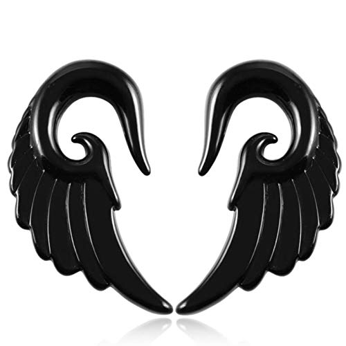 2 Stücke Engelsflügel Acryl Ohrkegel Schmuck Schwarz Grau Spirale Ohrkegel Stecker Keil Piercing Ohr Expander Stecker von Generic