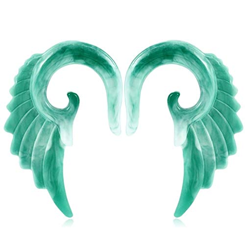 2 Stücke Engelsflügel Acryl Ohrkegel Schmuck Schwarz Grau Spirale Ohrkegel Stecker Keil Piercing Ohr Expander Stecker von Generic