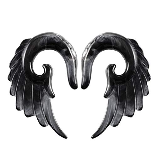 2 Stücke Engelsflügel Acryl Ohrkegel Schmuck Schwarz Grau Spirale Ohrkegel Stecker Keil Piercing Ohr Expander Stecker von Generic