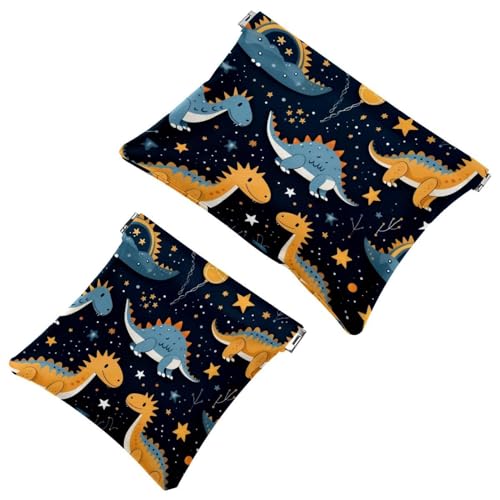 2 farbige Dinosaurier-782 Kosmetiktasche für Geldbörsen, wasserdichte Make-up-Tasche, Kosmetiktasche, tragbar, ohne Reißverschluss, Mehrfarbig 06, A：7.1x5.8in/18x14.8cm，B:4.7x4.5in/12x11.5cm von Generic