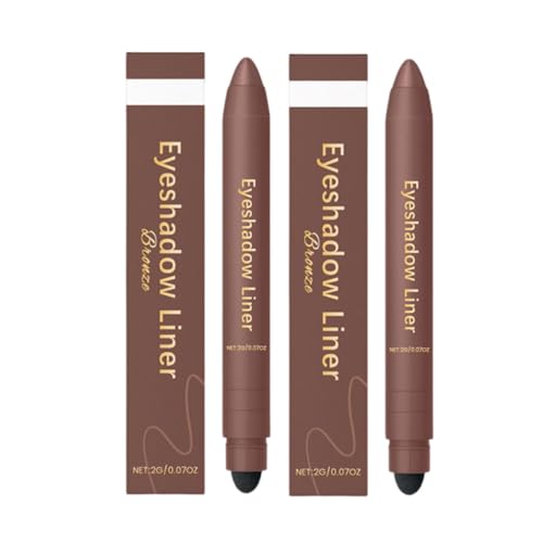 2-in-1-Lidschattenstift mit Verblendpinsel, 2-in-1-Eyeliner & Lidschatten, Lidschattenstift, wasserfest, langanhaltend (Brown2PCS) von Generic