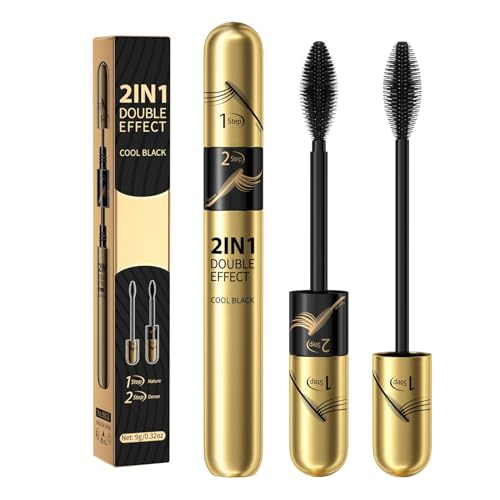 2-in-1-Wirkung: Volumen-Make-up, voluminös, verlängernd, definierend, kräuselnd, multiplizierend, wischfest, schweißfest (Gold, One Size) von Generic