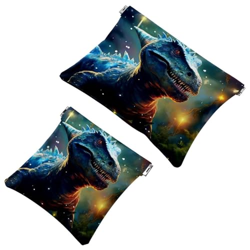 2 x Schrapnell-Beutel für Geldbörse, Sternen-Dinosaurier-727, wasserdichte Make-up-Tasche, tragbare Tasche für Frauen, Geschenke, Mehrfarbig 03, A：7.1x5.8in/18x14.8cm，B:4.7x4.5in/12x11.5cm von Generic